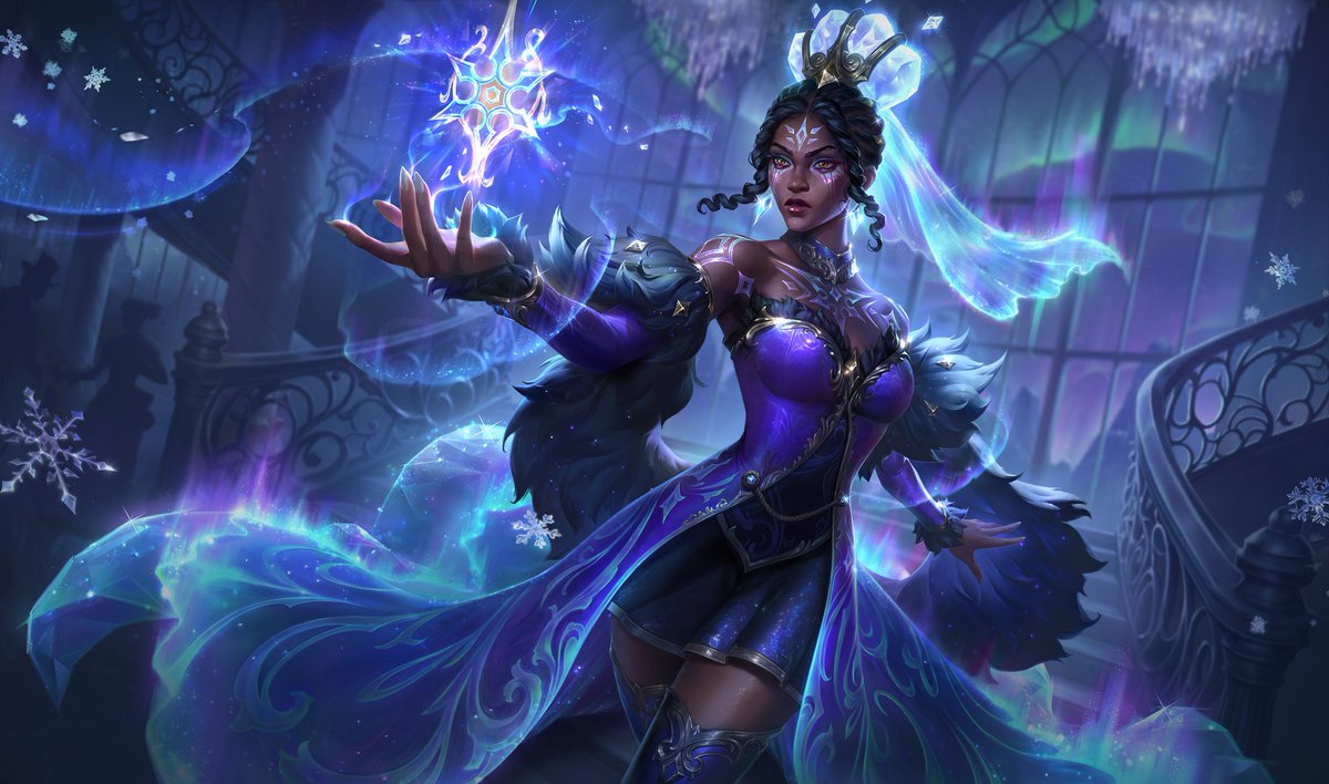 SkinSpotlights's tweet image. Splash Arts for Winter Wonder Zeri, Reindeer Smolder, Prestige Winterblessed Mel and Winter Wonder Milio