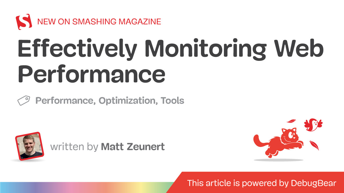 smashingmag's tweet image. There are lots of tips for improving your website performance.  But even if you follow all of the advice, are you able to maintain an  optimized site? And are you targeting the right pages?

↬ Matt Zeunert  outlines an effective strategy for web performance optimization and…