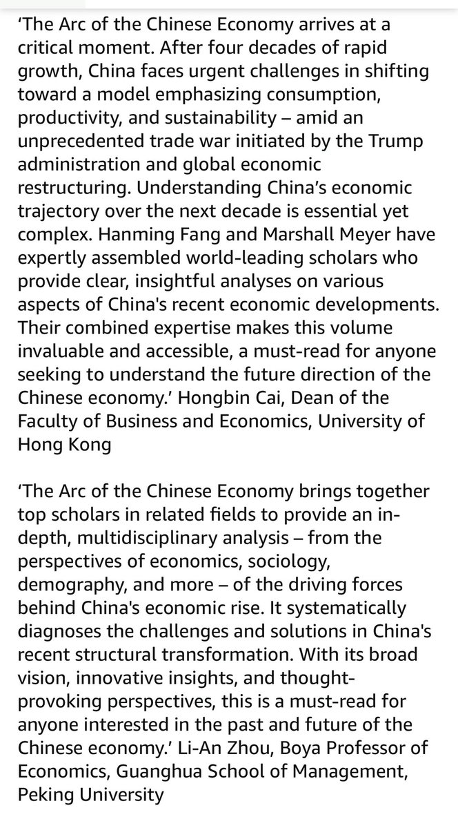 HanmingF's tweet image. The book “The Arc of the Chinese Economy&quot; (co-edited with Marshall Meyer) is now available at: Cambridge University Press (Discount code: TAC25) 

cambridge.org/9781009649360

Also at Amazon: amazon.com/Arc-Chinese-Ec… for immediate shipping.