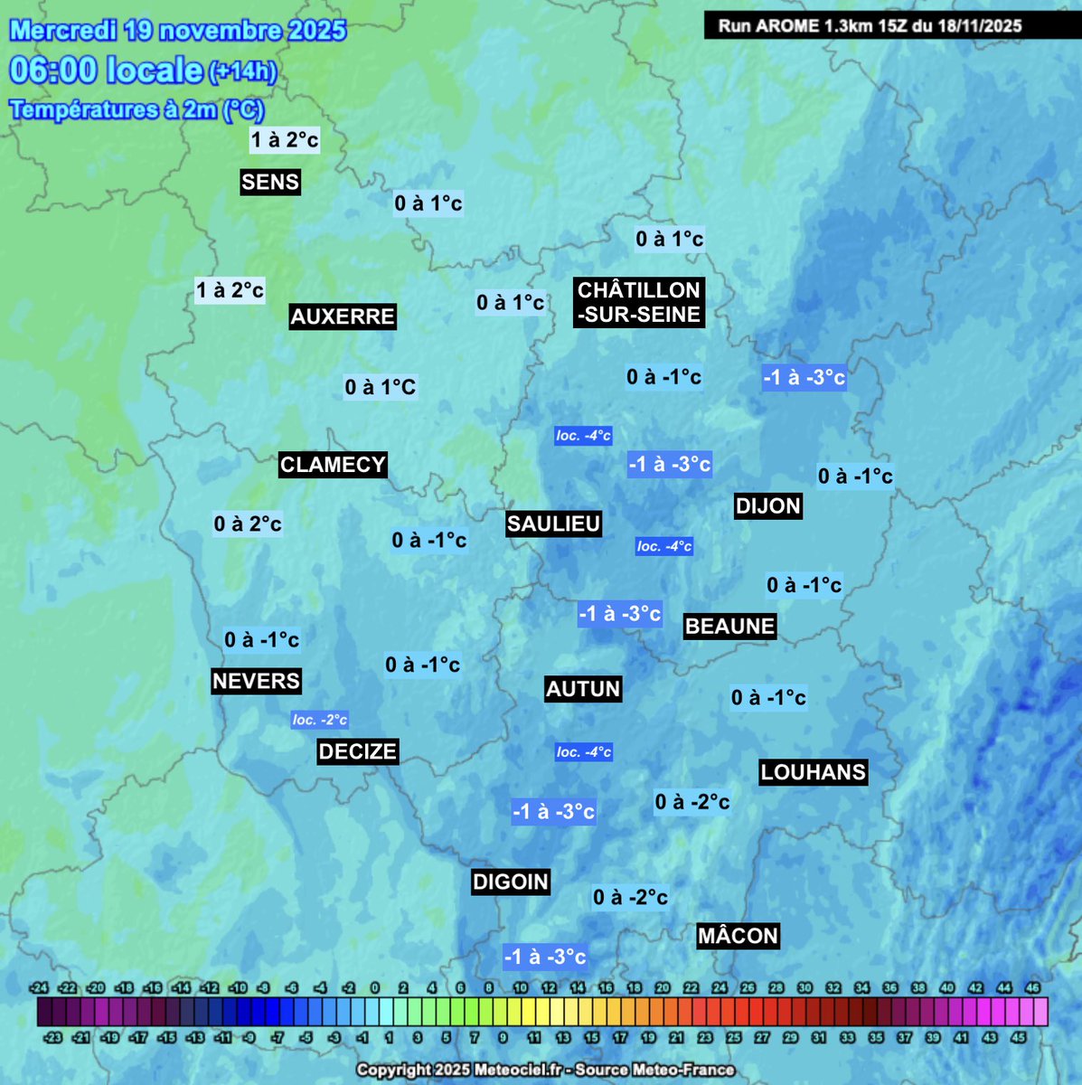 Meteoregionbrg's tweet image. 🥶{#GEL}

De nouvelles gelées sont attendues ce soir, cette nuit et demain matin.

➡️Celle-ci seront plus vigoureuses à l’Est tandis qu’à l’Ouest (en raison d’une perturbation) remonteront quelques peu.

Le risque de chaussées glissantes seront très localisé.
