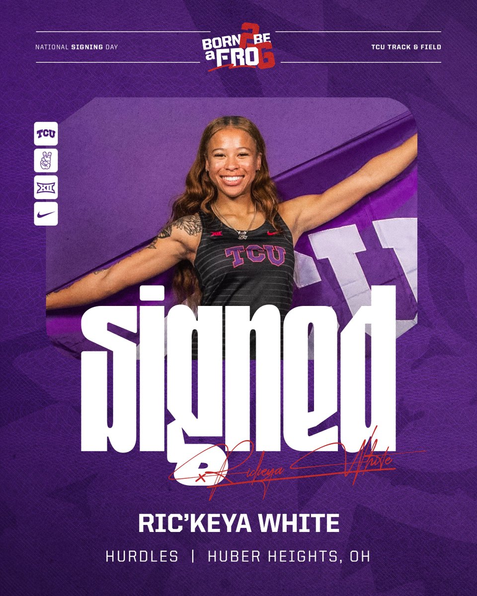 TCUTrackField's tweet image. Welcome to the Frog Fam, Ric&apos;Keya 🐸

#GoFrogs | #Born2BeAFro6