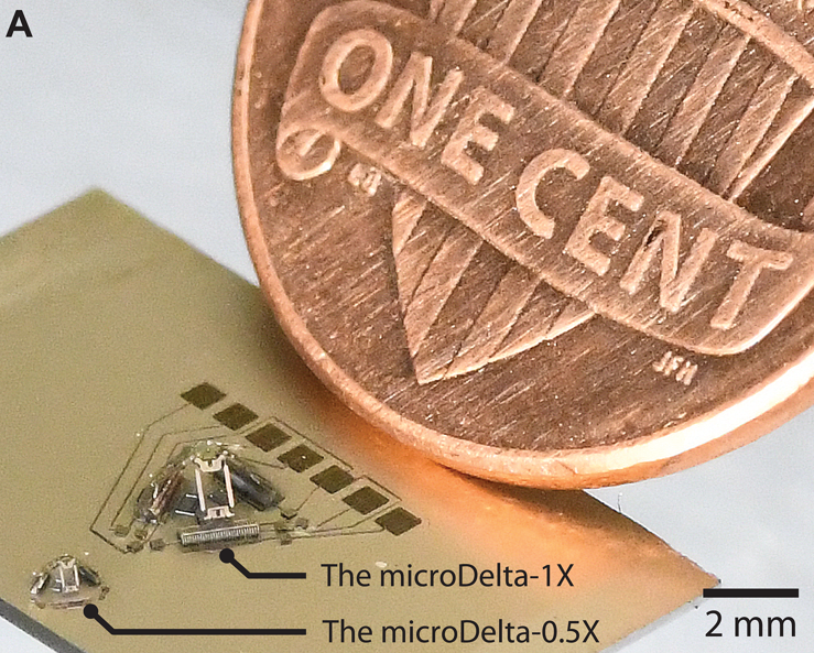 SciRobotics's tweet image. A new Science #Robotics study demonstrates the benefits and limitations of downscaling by evaluating the performance of #microscale #DeltaRobots as small as 0.7 mm in height. scim.ag/49gRW8l