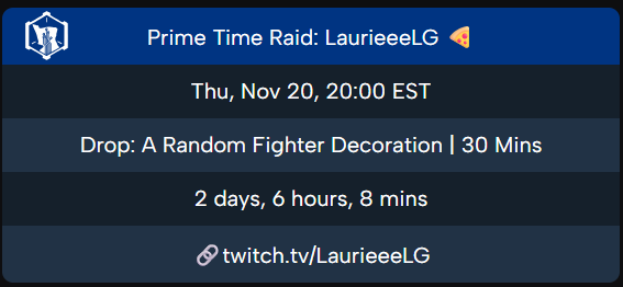 LaurieeeLG's tweet image. Join the fun this Thursday at Prime Time, @PlayWarframe ! Afterwards they will raid over to me; 2AM CEST. Having drops available🥳💜! 

Hope to see you there!