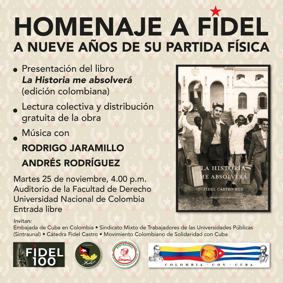 Homenaje a Fidel a nueve años de su partida física.  Momento de decir: ¡Gracias por todo Fidel! #100AñosConFidel

<a href="/siempreconcuba/">Siempre con Cuba</a> <a href="/TheIntCom/">Comité Int. Paz, Justicia y Dignidad a los Pueblos</a> <a href="/Cubanamera_/">Cubanamera</a>
