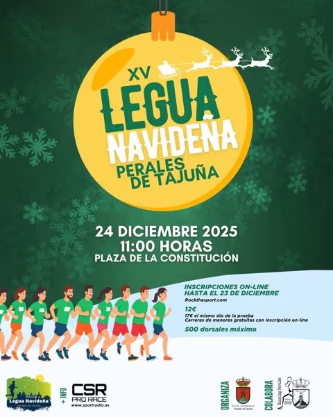 🎄 El 24 de diciembre se celebra la XV Legua Navideña de Perales de Tajuña. ¡Ven a correr con espíritu navideño! Más información e inscripciones: fororunners.es/event/xv-legua… #LeguaNavideña #RunningNavidad #PeralesDeTajuña