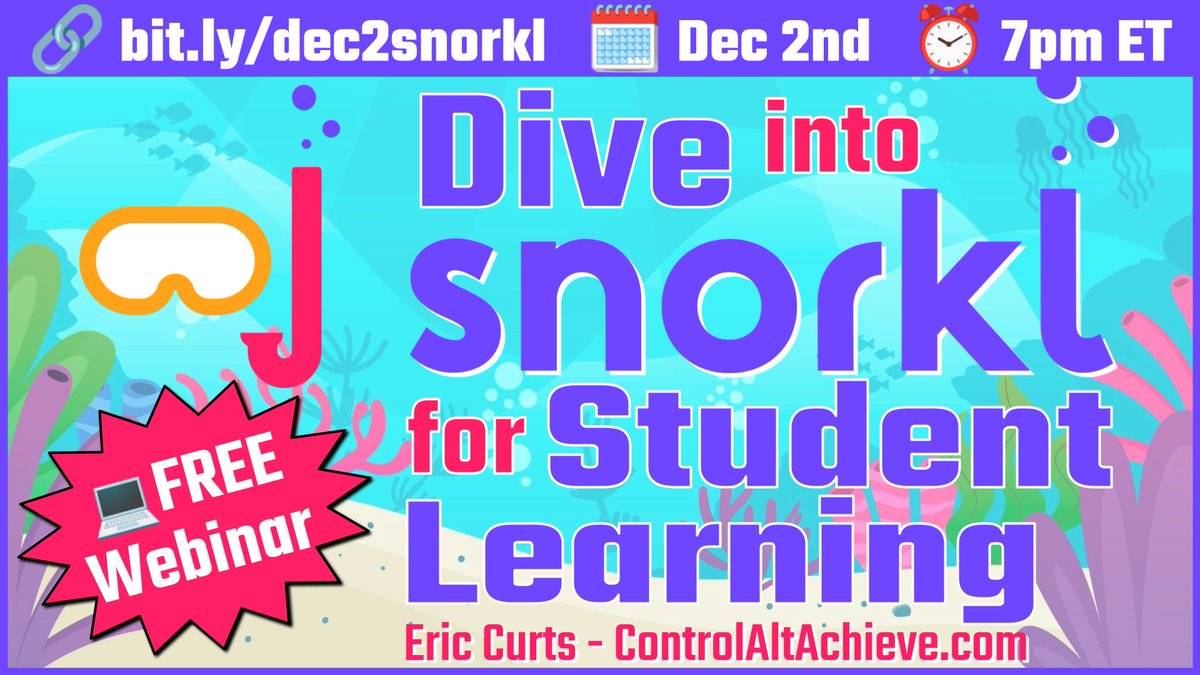 ericcurts's tweet image. 🤿 Snorkl Webinar - controlaltachieve.com/2025/11/snorkl…

Free instant AI-powered feedback for students&apos; spoken &amp;amp; visual answers to your questions in any subject &amp;amp; any grade!

🗓️ Tue Dec 2nd
⏰ 7ET / 6CT / 5MT / 4PT
▶️ Live-streamed &amp;amp; recorded

#edtech @SnorklApp