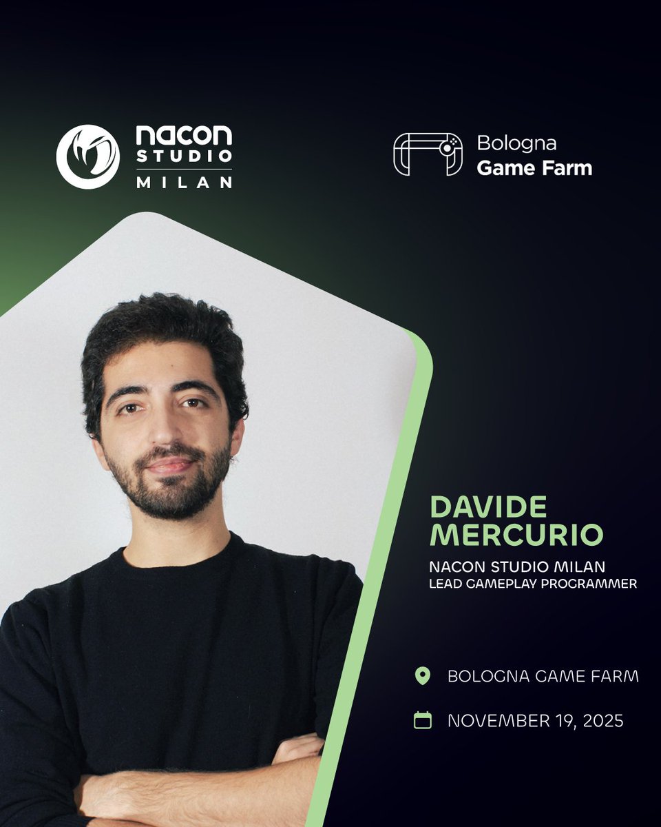 NaconMilan's tweet image. As part of #BolognaGameFarm&apos;s Programming event today, Nacon Studio Milan Lead Gameplay Programmer Davide Mercurio will present the talk Engineering Gameplay Systems: Dare ordine alla complessità attraverso sistemi di gameplay modulari.

#GameDev #GameProgramming #GameplaySystems