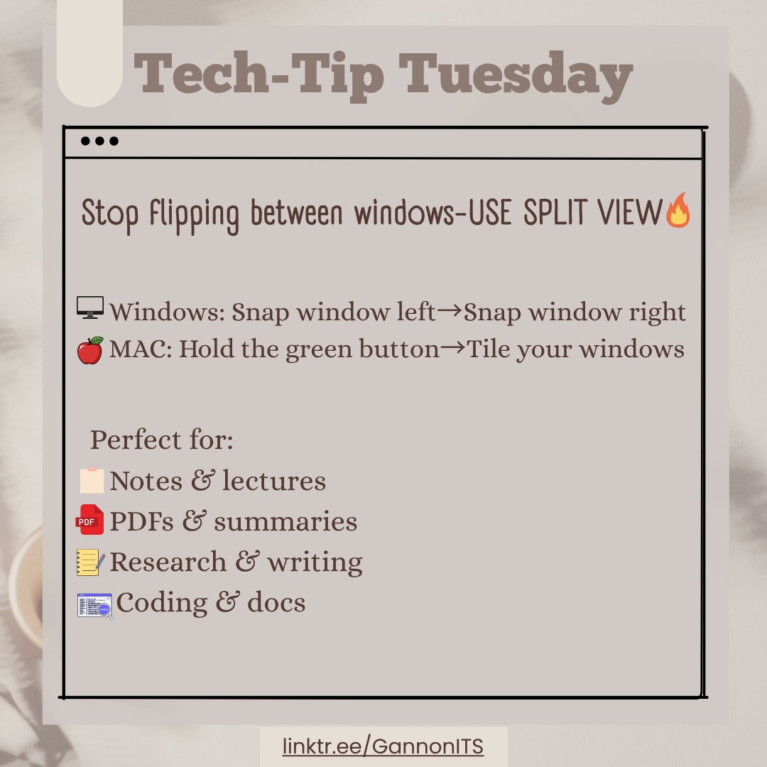 GannonHD's tweet image. Stop the tab mess-split your screen and double your focus!🤌

#TechTipTuesday