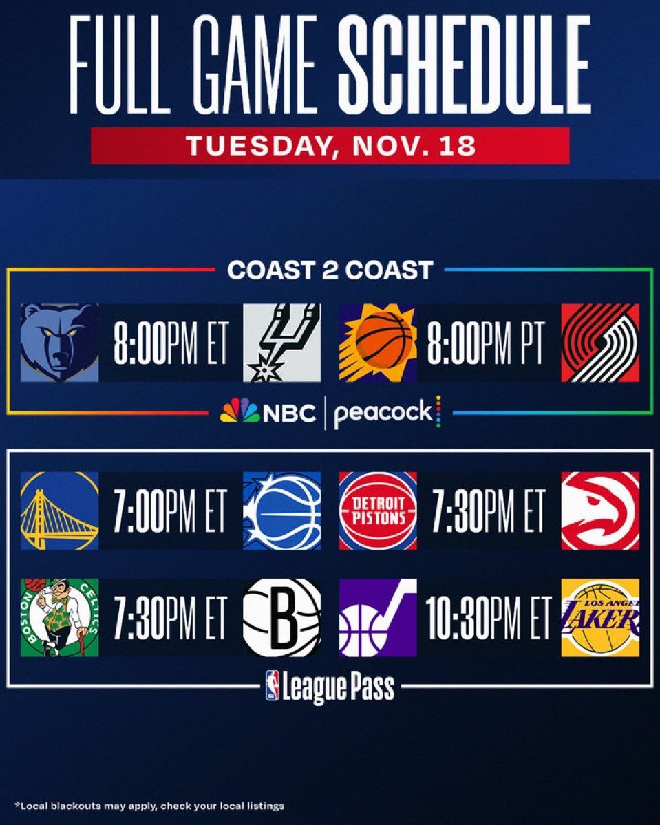 #NBA 
SEMANA 5
DIA 2
 
6 Partidos,destacamos:

Warriors en ORL
Pistons en ATL
Grizzlies en SAS <a href="/DAZN_ES/">DAZN España</a> 

Quienes ganan hoy?
Quien será el MVP de la jornada?