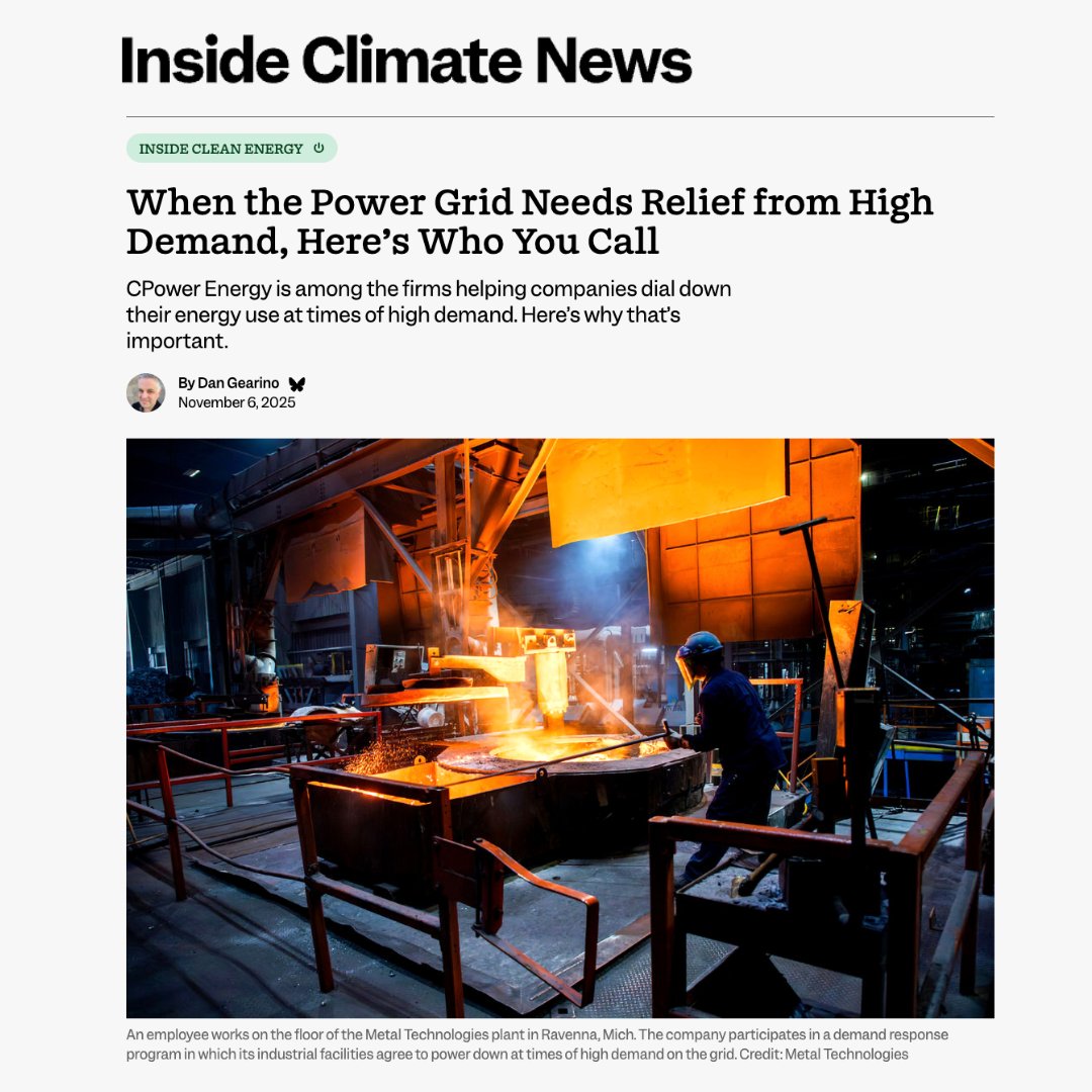 CPowerEnergy's tweet image. .@insideclimate spotlighted the power of demand flexibility! As demand rises, customer-driven resources are key to grid reliability. Our customers have cut 38 GWh in 2025 so far, helping ease grid strain.
🔗 insideclimatenews.org/news/06112025/…
#DemandResponse #GridReliability