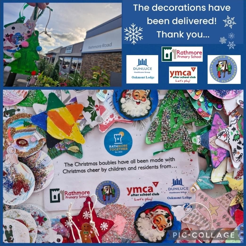 The decorations have been delivered to our local Rathmore Road shops! 😀 
Thank you to the residents of Oakmont Nursing Home and the children of Rathmore PS, Rathmore Nursery, West Bangor Playgroup and YMCA After School Club for your creativity. #RathMoreTogether