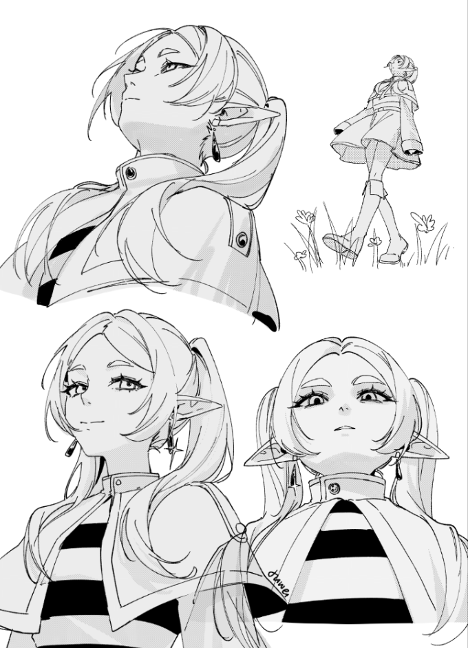 juwei_'s tweet image. this was actually really good practice lmao #frieren