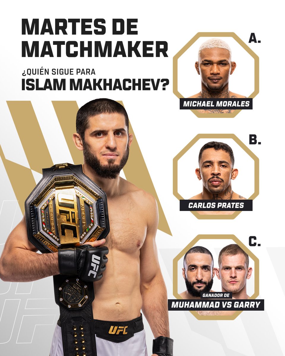 UFCEspanol's tweet image. Quién será el primer retador de Islam Makhachev en el peso wélter? 👀