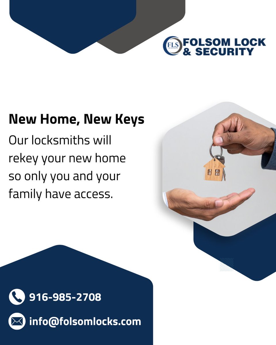 FolsomLocks's tweet image. New Home, New Keys
Don’t risk old keys floating around. Our locksmiths will rekey your new home so only you and your family have access.
Start fresh—book your rekeying service today.
folsomlocks.com 
#Locksmith #SecuritySolutions #HomeSafety #LockRepair