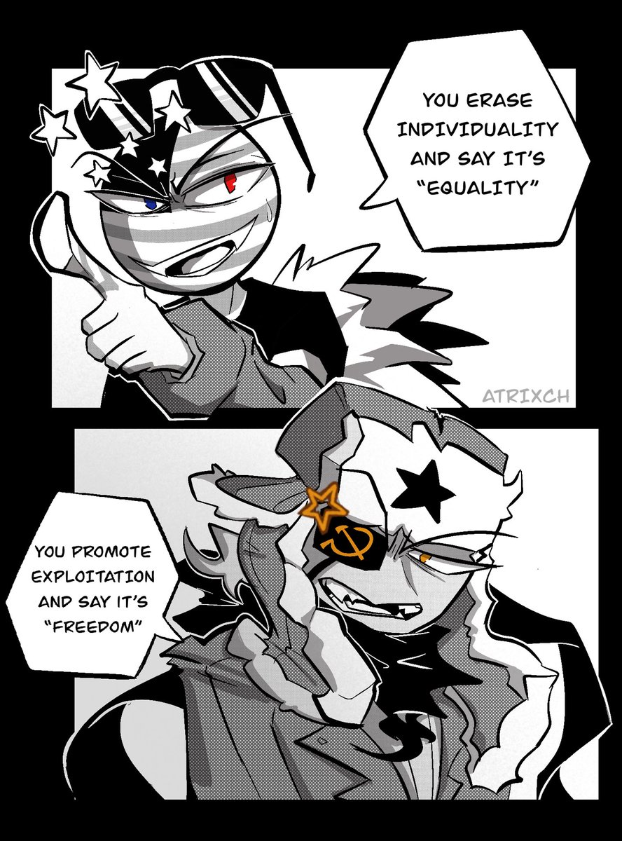 atrixch's tweet image. Ideological clash ⚔️ yet both sides are flawed 
 #CountryHumans