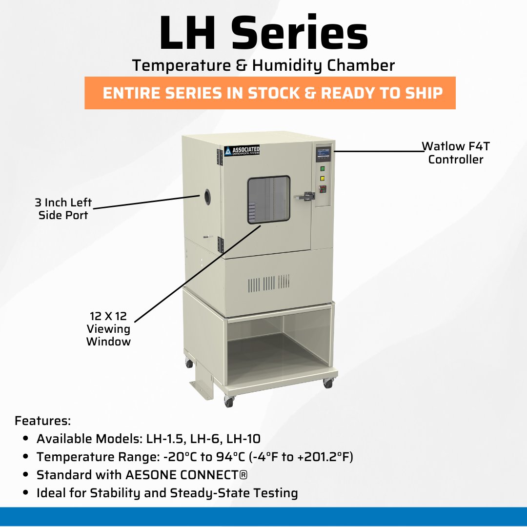 Meet your deadlines with our in-stock LH Series Environmental Test Chambers! Available in 1, 5, and 10 cu. ft, these chambers are perfect for steady-state testing and come standard with remote monitoring and data logging. 

Browse all in stock chambers:hubs.li/Q03TLgcJ0