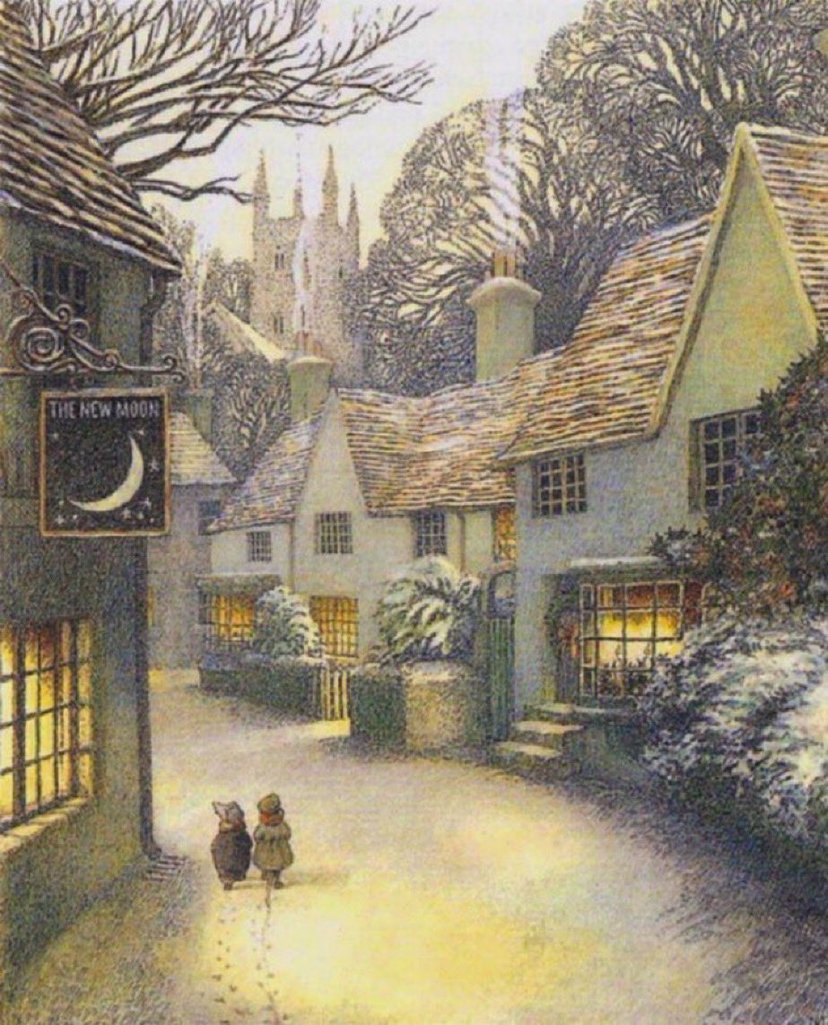 Kerria's tweet image. No animal, according to the rules of animal-etiquette, is ever expected to do anything strenuous, or heroic, or even moderately active during the off-season of winter.

~K. Grahame, The Wind in the Willows 
art by Inga Moore