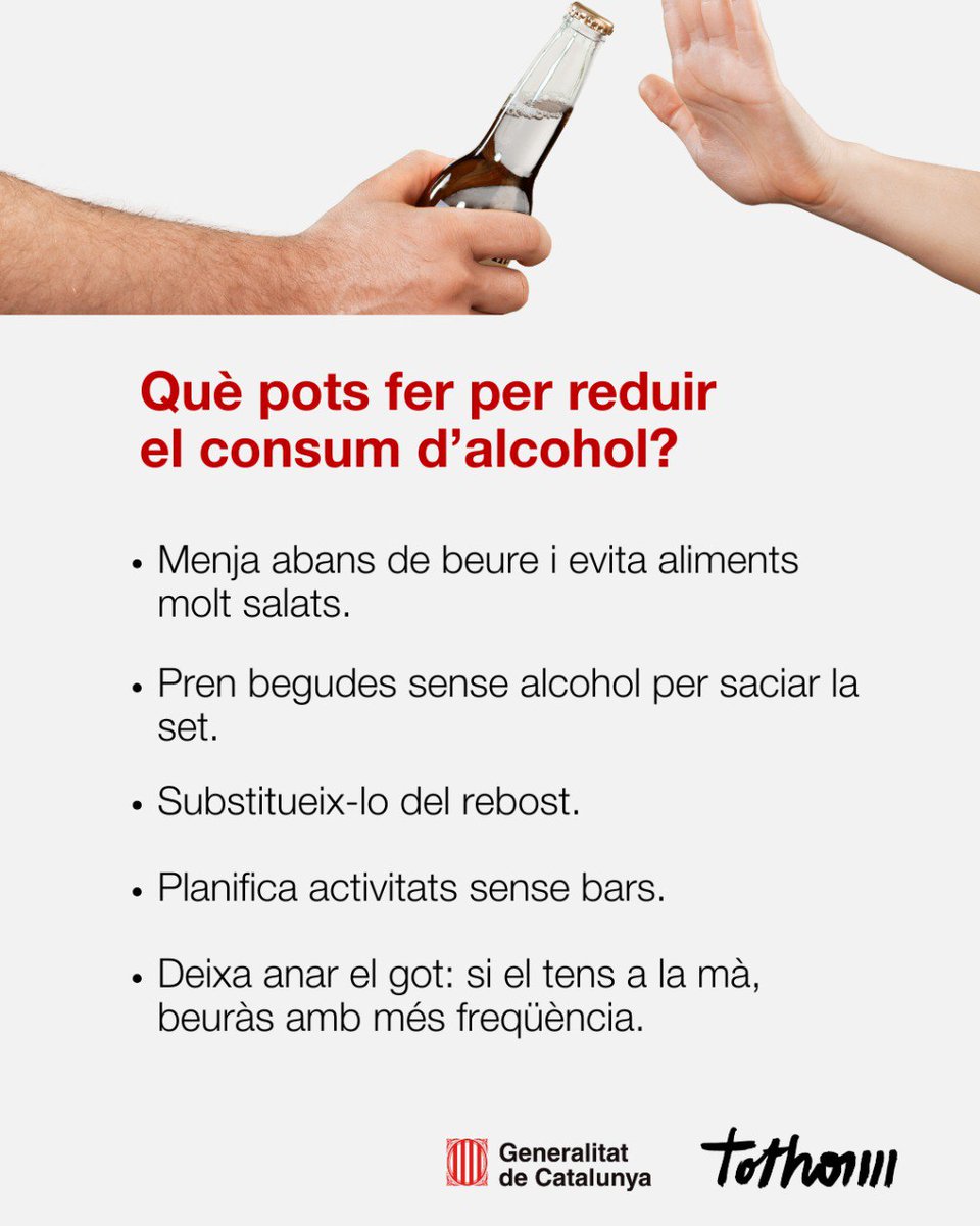 ⚠️ Cada any, 3 milions de persones moren per causes atribuïbles a l'alcohol arreu del món. 

🍷No hi ha cap nivell de consum que sigui segur i sempre implica un risc per la salut. 

Informa-te'n 👉 gen.cat/alcohol