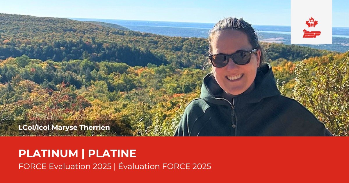 👏👏👏 Congratulations to LCol Maryse Therrien for reaching the Platinum incentive level in her FORCE Evaluation 2025. 🥇Félicitations à la lcol Maryse Therrien pour avoir atteint le niveau d'encouragement Platine lors de son évaluation FORCE 2025. Bravo Zulu !