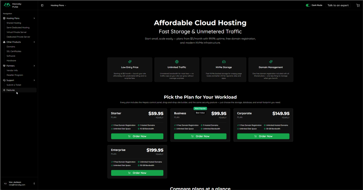 Marcoby Cloud hosting starts at $60/yr. We currently have a promotion that includes 1 free registration of a domain.  

Users can get a domain + web hosting for $5/mo. If you message me, I may be have a 30 day free trial which means you can get your domain + web hosting for 30