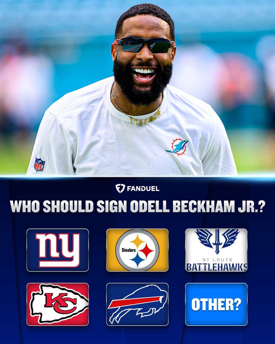 FDSportsbook's tweet image. OBJ IS NO LONGER SUSPENDED 🚨

Who should sign Odell Beckham Jr. for the playoff run? 🤔