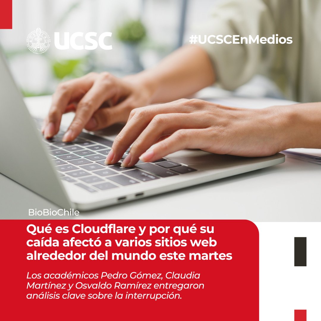 ucscconcepcion's tweet image. #UCSCEnMedios 👩🏻‍💻 | La caída global de Cloudflare afectó a X, ChatGPT y varias plataformas. 

Ante la emergencia, los académicos Dr. Pedro Gómez, Claudia Martínez y Osvaldo Ramírez explicaron en @biobio entregaron sus análisis claves.

biobiochile.cl/noticias/bbcl-…