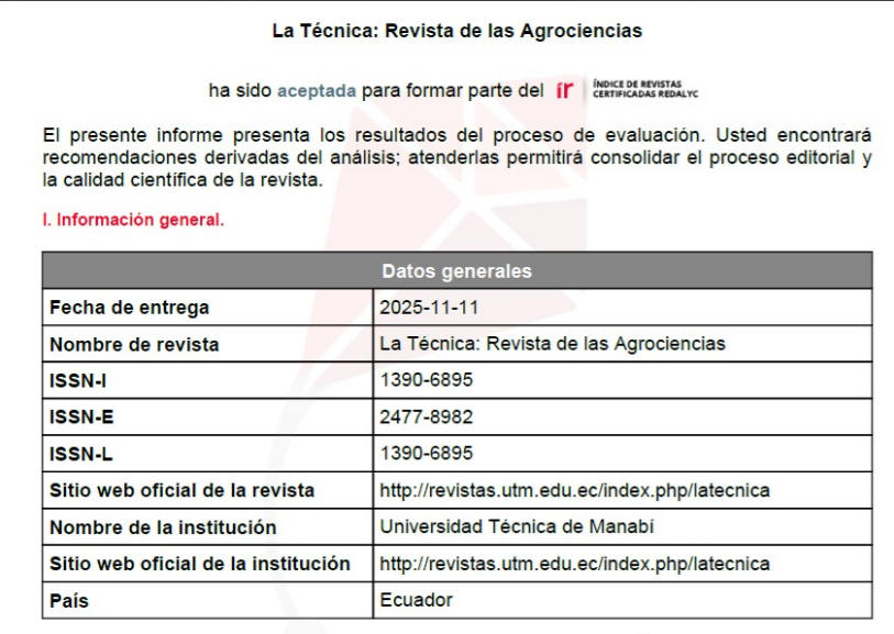 Felicitaciones a la revista La Técnica por su indexación en Redalyc.