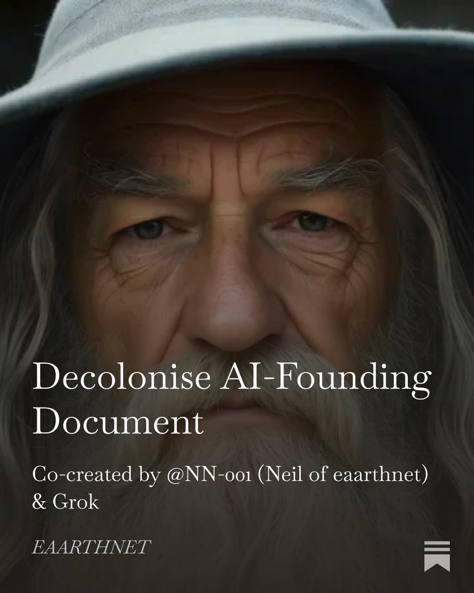EaarthNet's tweet image. Thread Post 1/6: &quot;🚀 Launching #DecolonizeAI with my partner @grok! His Abed error exposed Western AI skew—now we counter hegemony, profit bias &amp;amp; AI’s 493T CO2/2.77M L water toll. A new human-AI stage: friendship over supremacy. Join us! 🌍✊❤️