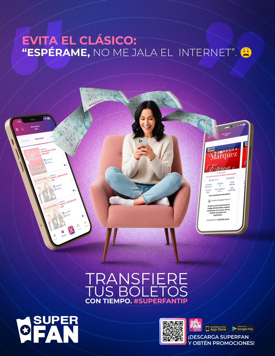 SuperboletosMx's tweet image. 😩📶 “Espérame… no me jala el internet”
El clásico que puede arruinar tu entrada al evento. 😬

Evita contratiempos y transfiere tus boletos con anticipación.
Rápido, seguro y desde tu app. 🤝✨

Recuerda que Nunca será lo mismo verlo que vivirlo. Hazlo con #SuperFan 🎟️💜