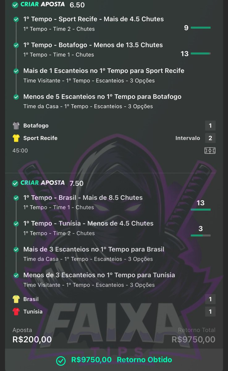 FORRA NO ÚLTIMO DIA DE DATA FIFA🥷

ODD 48✅  ODD 15✅ ODD 10✅

VAMOOOOOOOOOOOOOOO🔥🔥🔥