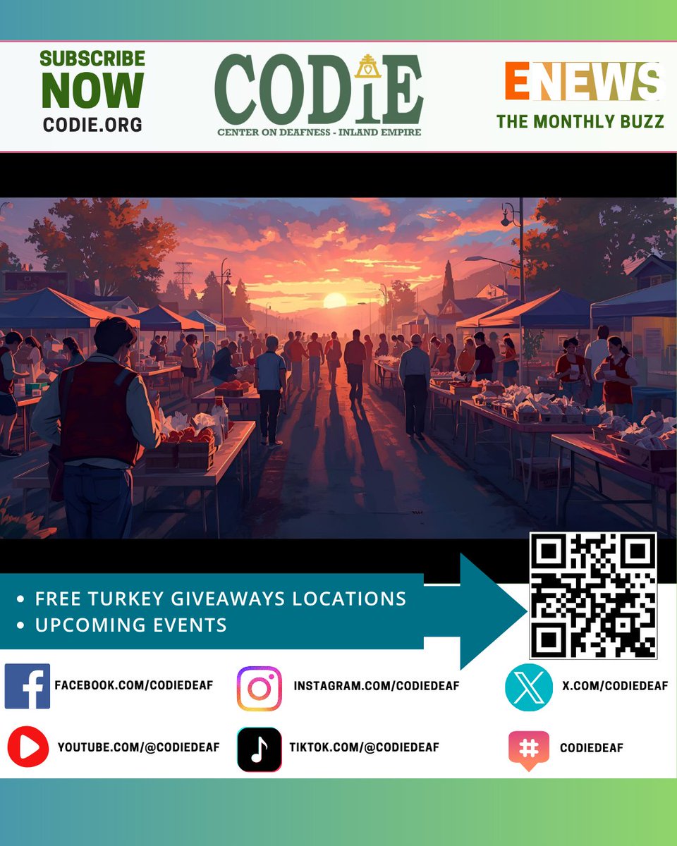 CODIEdeaf's tweet image. Nov 2025: Celebrating community, gratitude, &amp;amp; resilience! Find turkey giveaways, food distributions, &amp;amp; events here: mailchi.mp/26b6abd4928a/o…
#codiedeaf #communitysupport