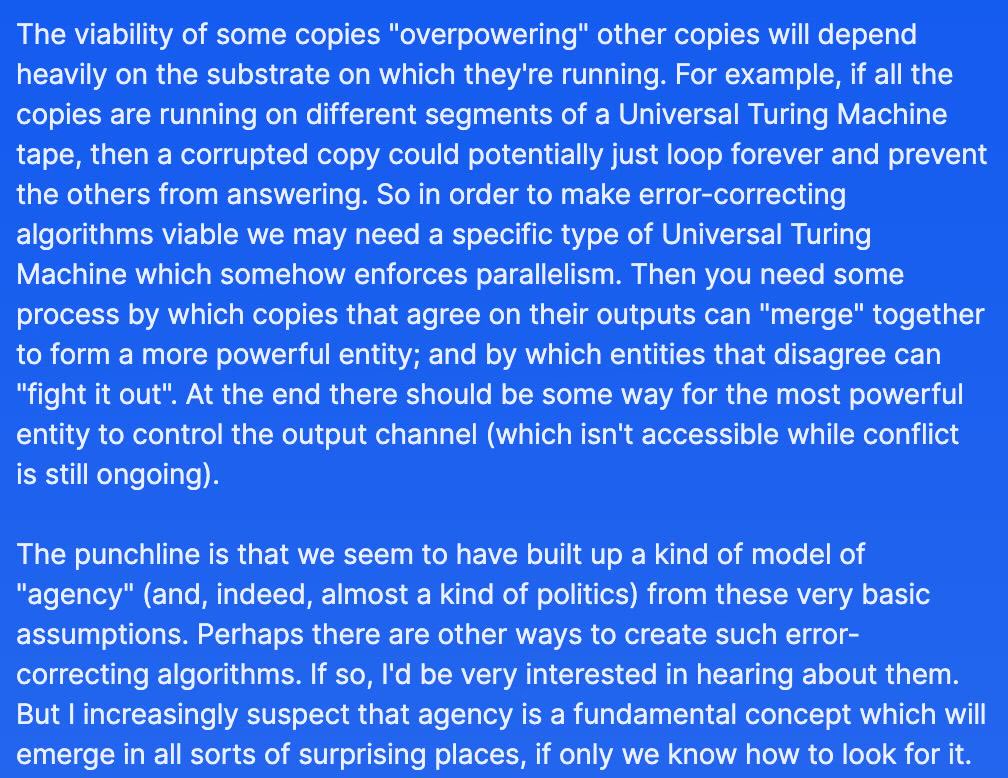 ResearchNgo's tweet image. Some speculations on error-correcting algorithms as a model of agency: