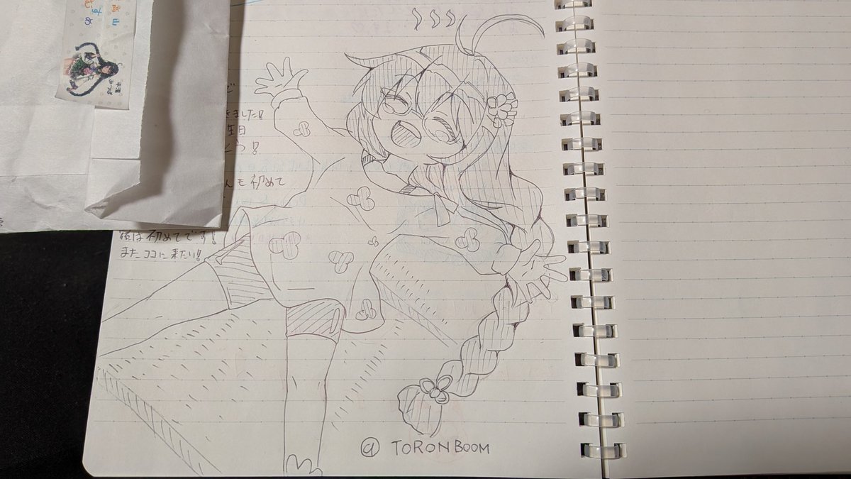 TORONBOOM's tweet image. 旅館たなかさんのコミュニティノート?に部屋着みつばちゃん刻んできました😎
＃平湯みつば
#旅館たなか