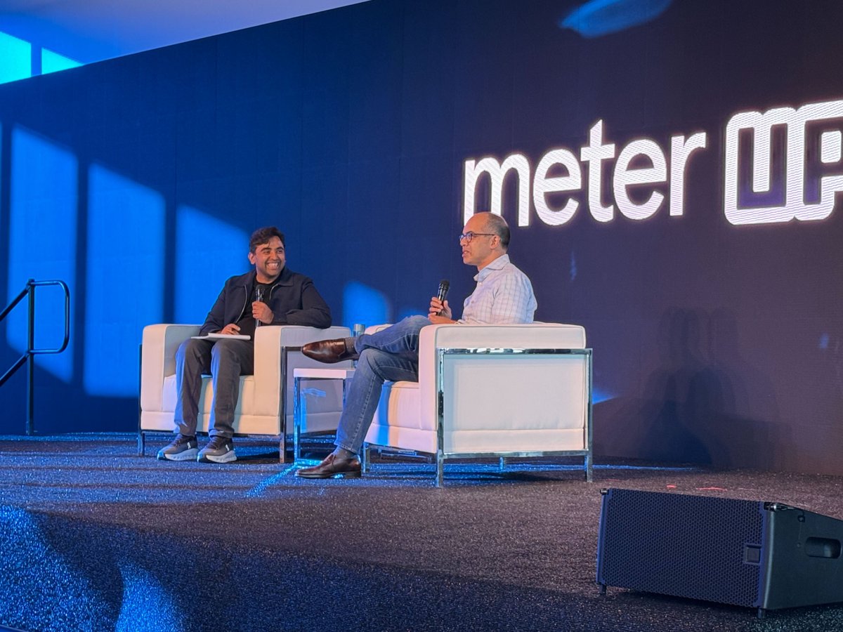 Samsara's tweet image. Our CEO and Co-Founder Sanjit Biswas is on the keynote stage at @Meter Up! He’s sharing lessons from building enduring infrastructure companies and what it takes to keep innovating as industries evolve.
