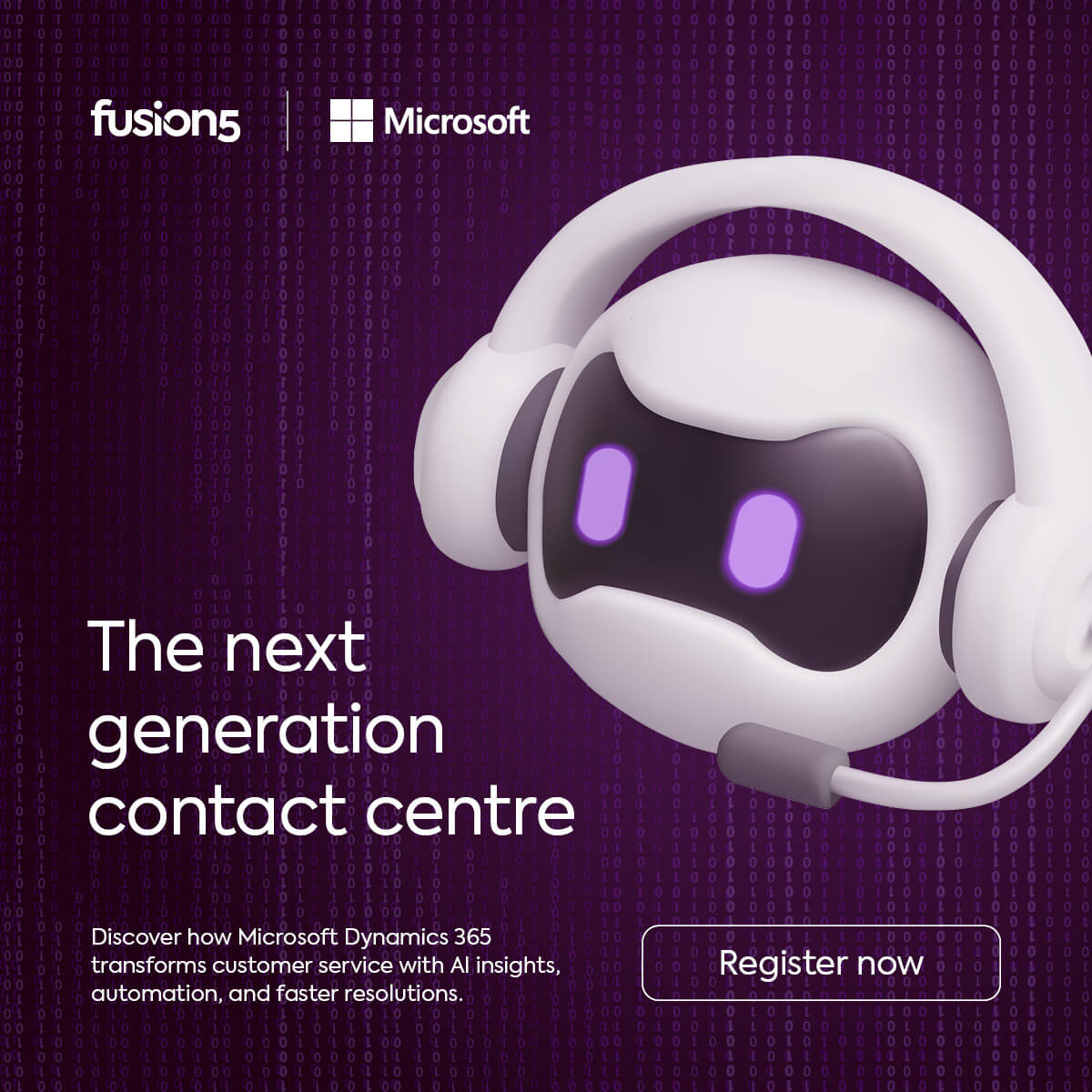 The next generation of customer service is here. Join us to see how Microsoft Dynamics 365 and AI agents are helping contact centres work smarter and deliver faster, more connected support.

Learn more at our webinar - register here: insights.fusion5.com/Register-to-ev…