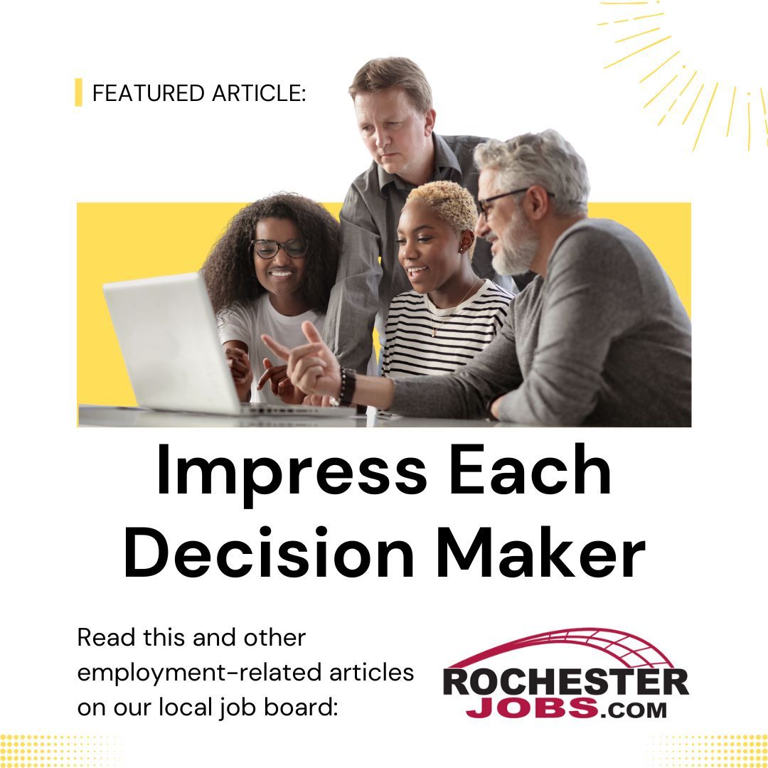 RochesterJobsT's tweet image. Hiring decisions are rarely made by only one person, and it is up to you to be sure &amp;amp; wow everyone involved in the hiring process, from the Receptionist to the Interviewer. Read Joe Stein’s article for info: buff.ly/3SmVTwP

#TuesdayTips #JobInterviewTips #RochesterJobs