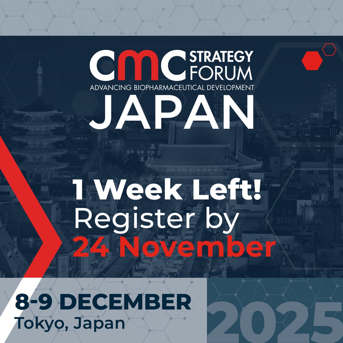 Registration closes next week! Don't miss your opportunity to discuss global harmonization with regulators, industry, and academics in biopharmaceutical development, with topics and regulatory updates pertinent to Japan and the Asia/Pacific Region. Register by 24 November. #CASSS