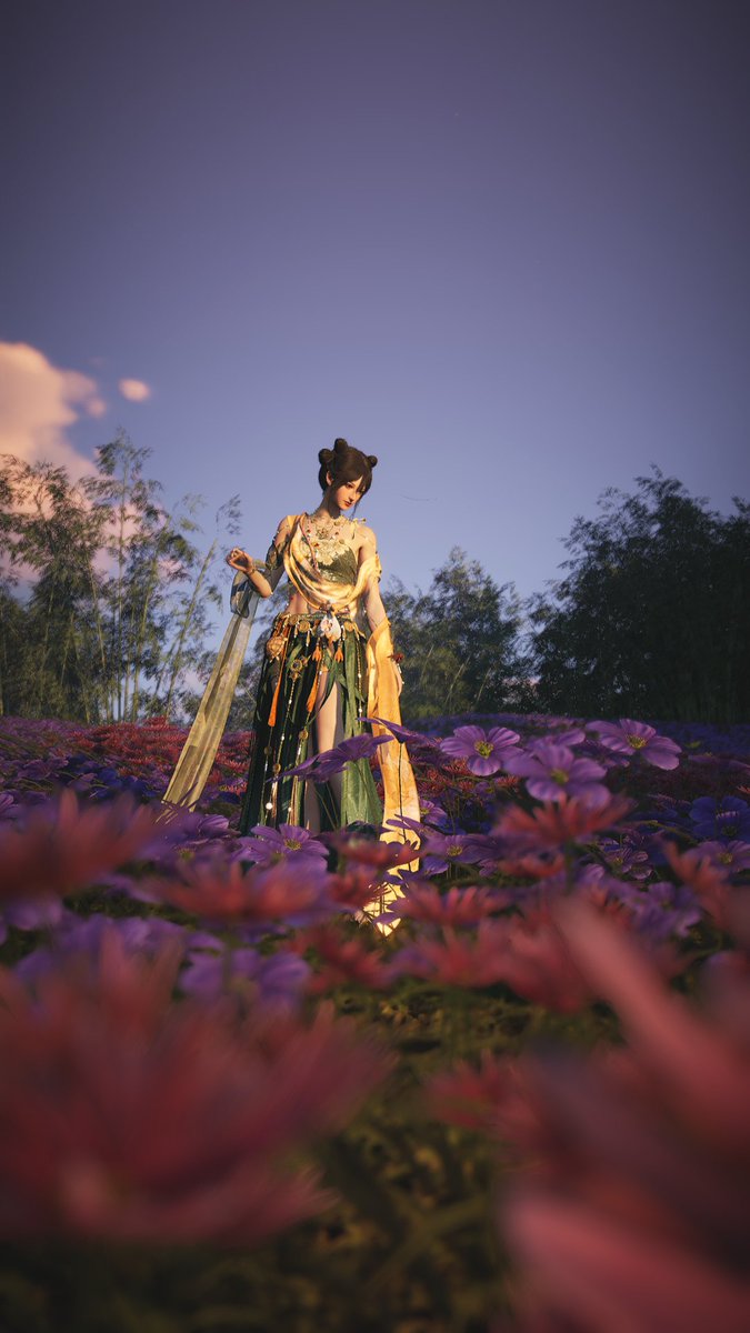 Wandering around among the flowers in an outfit my daughter picked out. <3