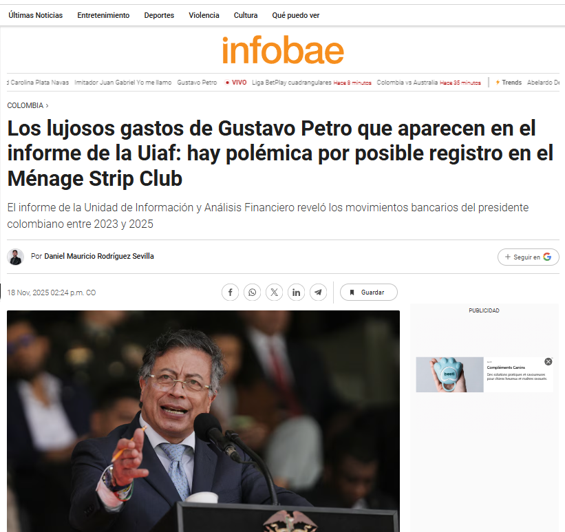 CarrillonavasG's tweet image. #MañanasBLU Los lujosos gastos de Gustavo Petro que aparecen en el informe de la Uiaf: hay polémica por posible registro en el Ménage Strip Club infobae.com/colombia/2025/…👈🇨🇴 le pueden decir como quieran es un puteadero un prostíbulo @LilianaCastanoG ¿habría menores de Edad? Petro