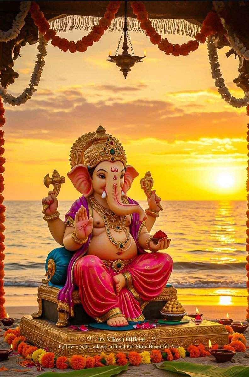 सूर्य की किरणों में नहाते गणेश जी का दिव्य रूप
जब हल्की सुनहरी रोशनी गणेश जी की प्रतिमा पर पड़ती है, तो ऐसा लगता है मानो स्वयं प्रकृति उनके चरणों में प्रकाश अर्पित कर रही हो।