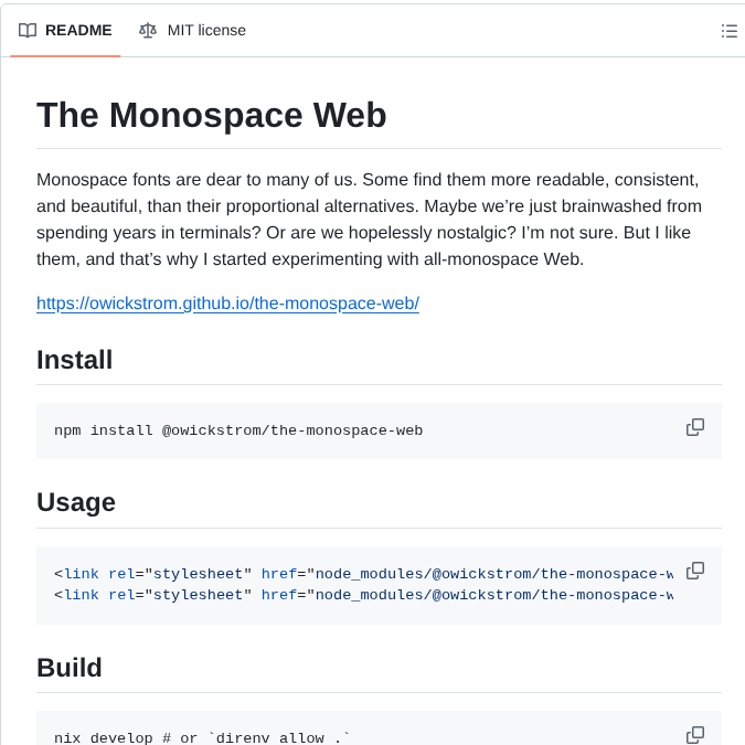 tom_doerr's tweet image. Experiment with an all-monospace web