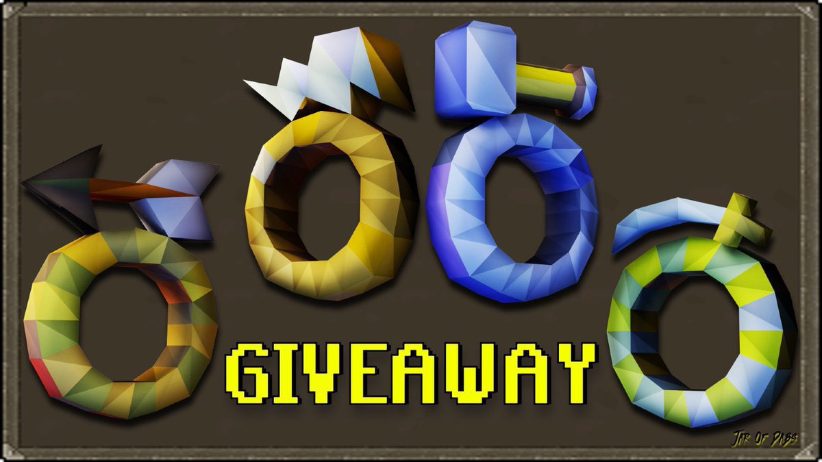 99SlayerTab's tweet image. 💰#RuneScape #Giveaway💰 

💍 DKs Ring Set Giveaway! 

2️⃣ Winners good luck everyone!🤞

How to enter:
- Follow @Peaky_GB ✅
- Like &amp;amp; Retweet this post ✅
- Comment your #OSRS username ✅

Giveaway donated by @Borrow_Iron 👍

👨‍🎨 Cool graphic by @JarOfDabs 👏