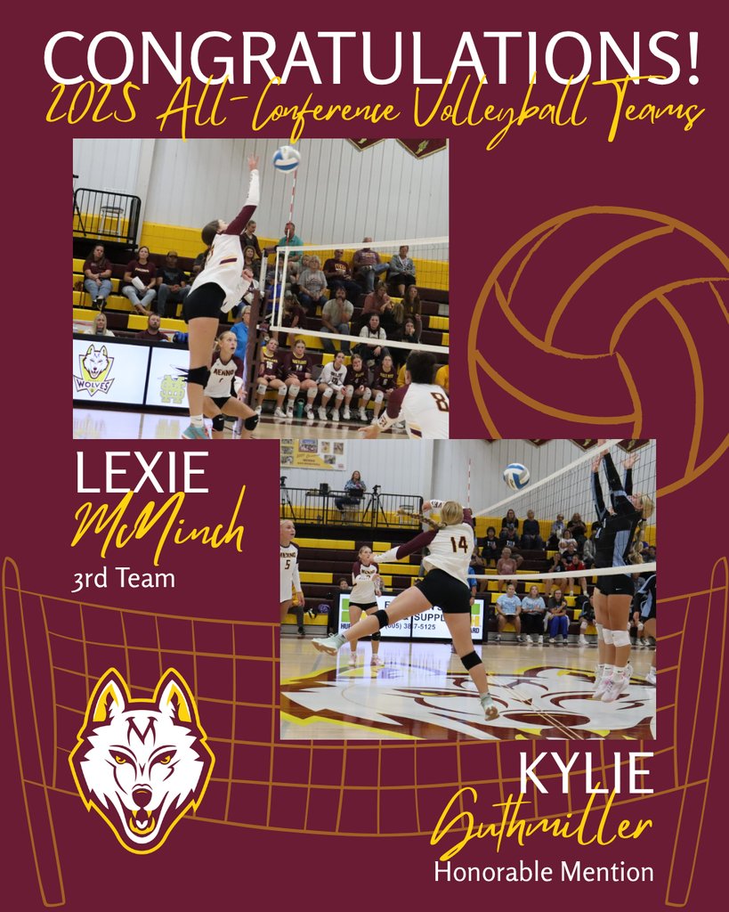 MennoWolves's tweet image. Congratulations to Lexie McNinch for being named to the 3rd team Cornbelt All Conference volleyball team and Kylie Guthmiller for being named Honorable Mention!