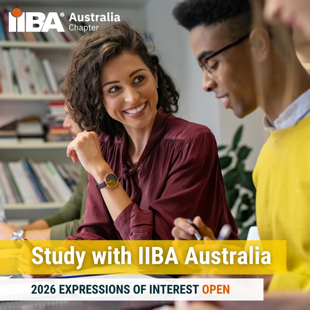 IIBAAus's tweet photo. Expressions of Interest are now open to study with or facilitate an IIBA Australia study group in 2026. Visit our website to learn more and submit your Expression of Interest today: https://t.co/8QTh6h2o7P 

#IIBA #BusinessAnalysis #ProfessionalDevelopment #StudyGroups https://t.co/UQ9VAPtgjO