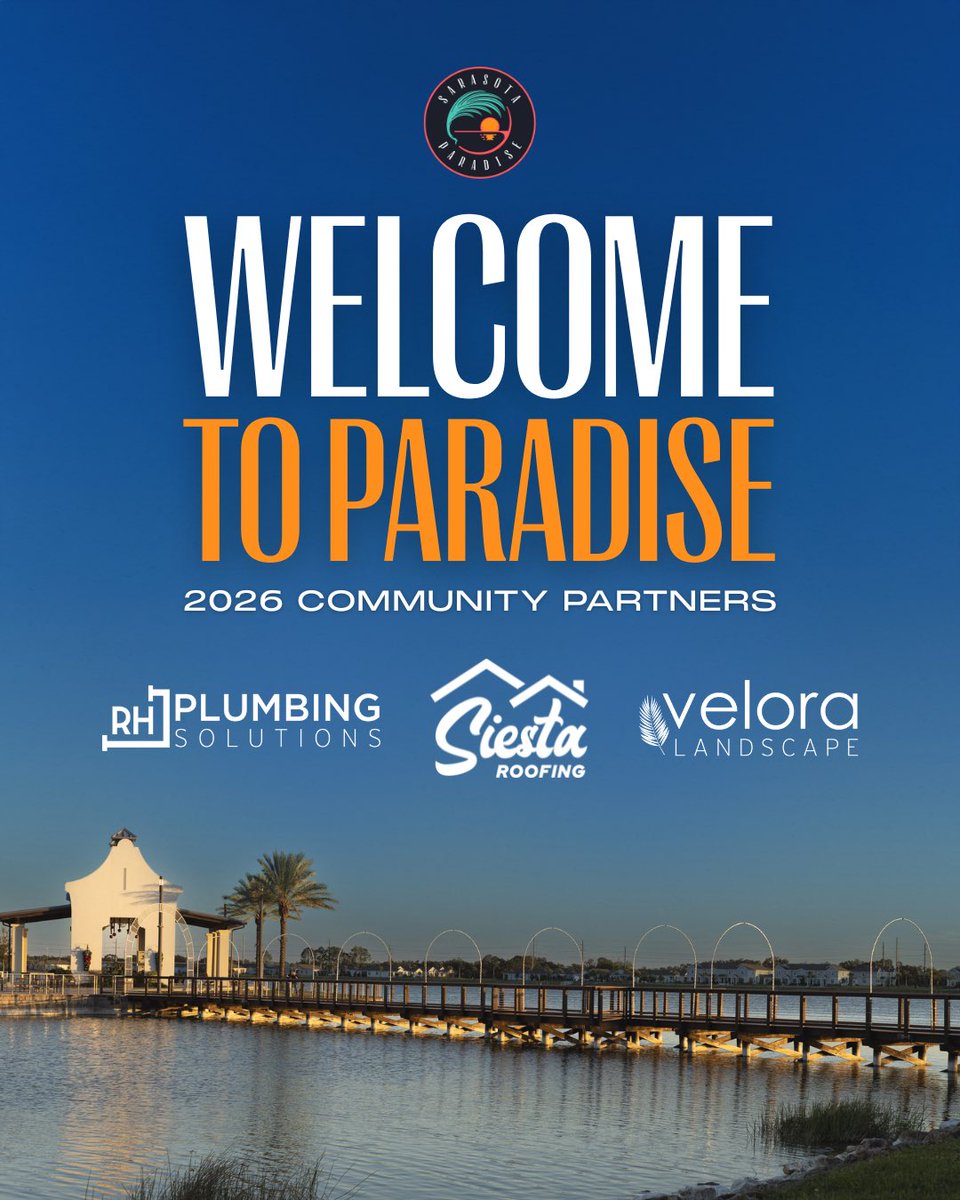 We’re excited to welcome 2026 Community Partners: RH Plumbing Solutions, <a href="/SiestaRoofing/">Siesta Roofing</a>, and Velora Landscape!

Each brings trusted, local expertise with a commitment to building a stronger Sarasota. We are proud to have them join the Paradise family!