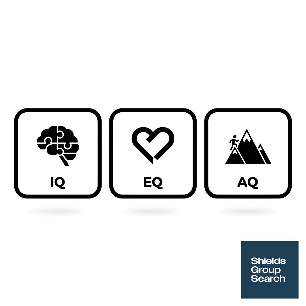 shieldssearch's tweet image. Technical skills matter, but for founders, grit matters more. That’s why at Shields Group Search, we assess EQ, IQ, and (most importantly) AQ: because startup success takes heart, smarts, and the ability to thrive in adversity. #StartupHiring #AQ