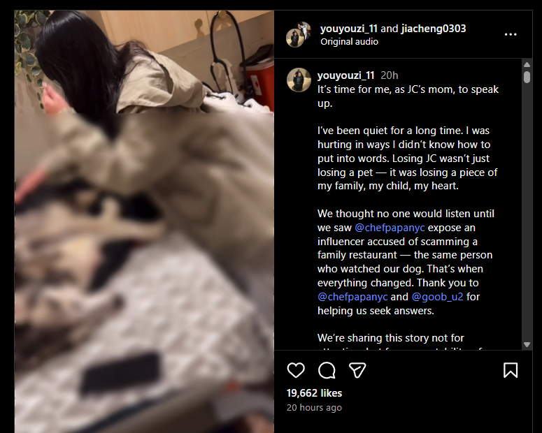 reknew1's tweet image. This Story is BLOWING UP on IG + TIKTOK rn, INSANE.

A Girl gave her dog &apos;JC&apos; to an influencer (Fahmida) to babysit for only 10 days - later to find out the influencer has been starving + neglecting the dog entirely leading to the DEATH of JC.

Whats crazier is Fahmida stuffed JC…