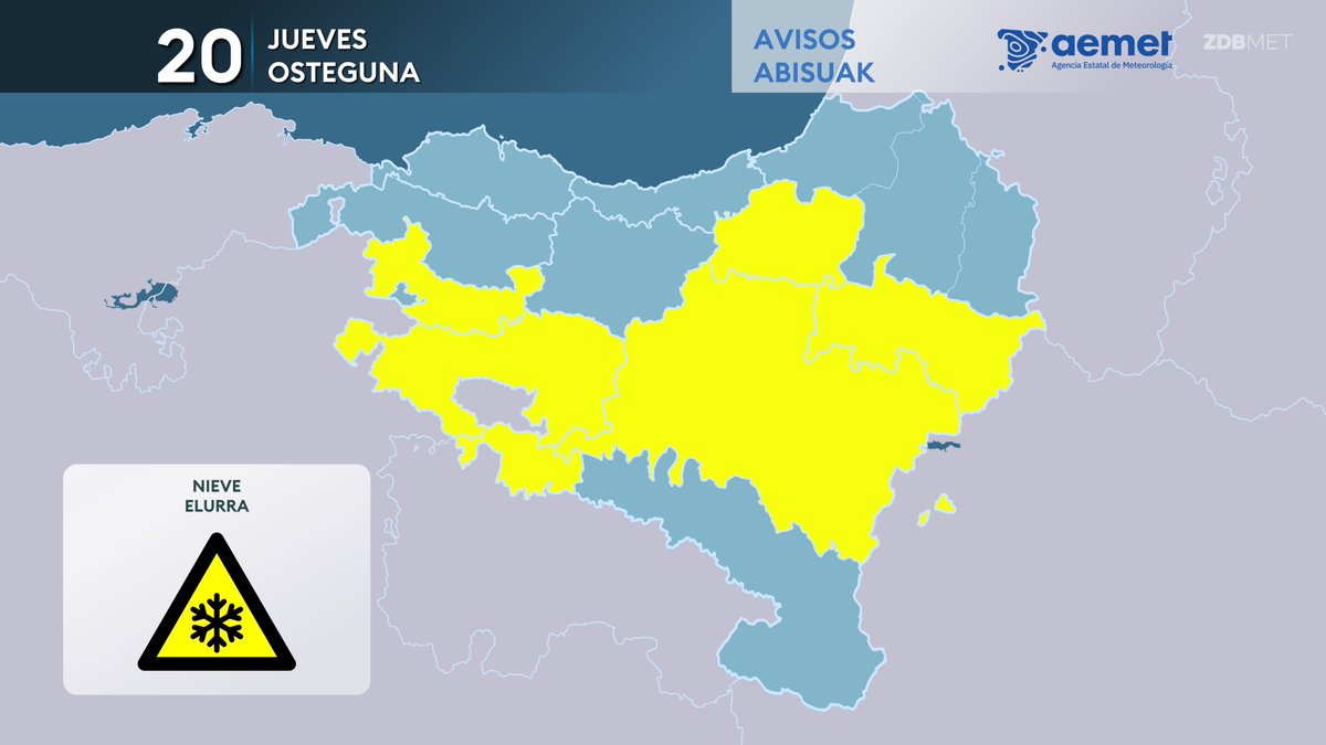 Ya están en marcha los primeros avisos por nevadas, tanto de Euskalmet y por la AEMET.