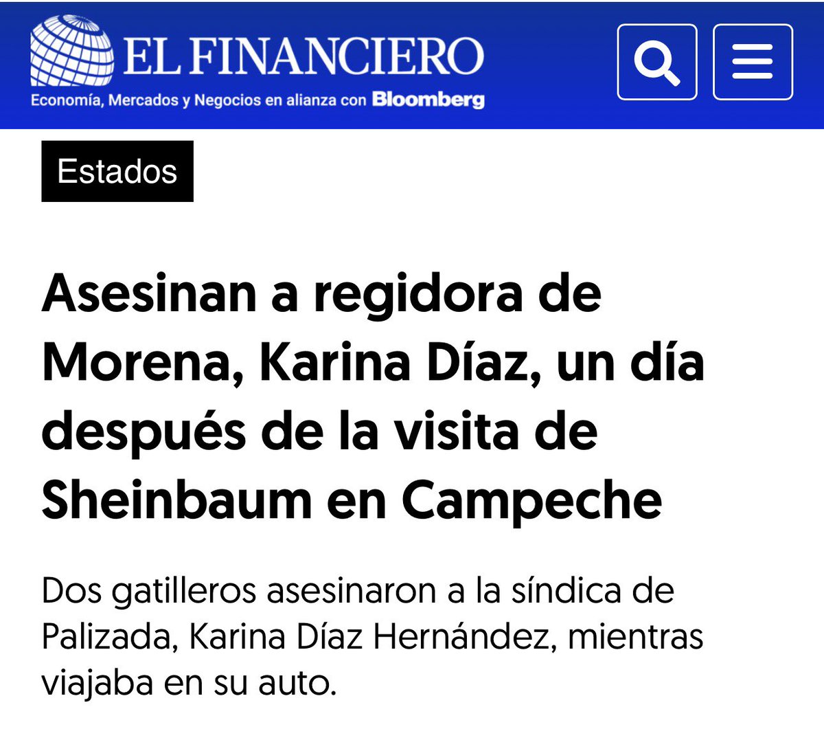 Asesinaron a la regidora Karina Díaz en Palizada, Campeche. A balazos, frente a su casa. Es el reflejo del desgobierno de Morena: un estado tomado por el crimen, sin ley ni autoridad.

Nosotros dejamos un Campeche en paz, con rumbo y seguridad. Nadie lo puede negar. Hoy, todo es