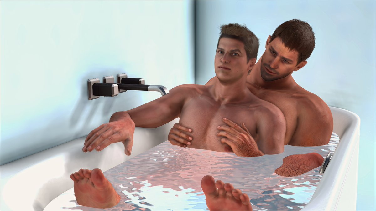 Occubi1's tweet photo. Bath time cuddles #Nivanfield #chrisandpiers #piersnivans #ChrisRedfield #GayRomance https://t.co/y3d6WLf527